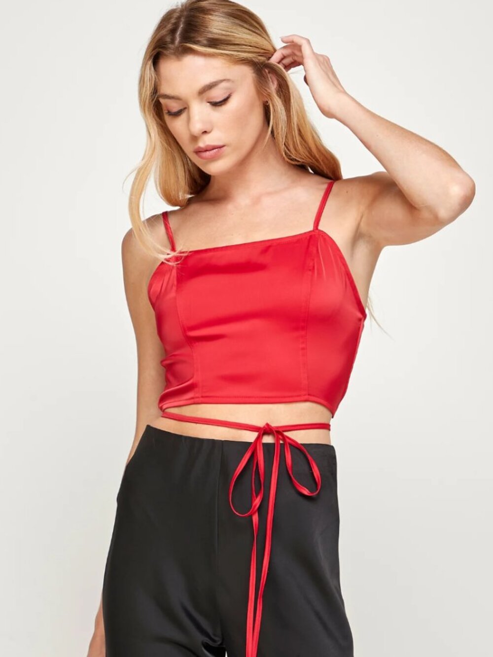 NWT Red Satin Corset Crop Top | Medium